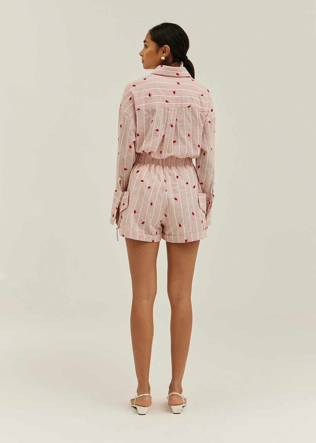 Portofino Stripe Shorts  | White/Red