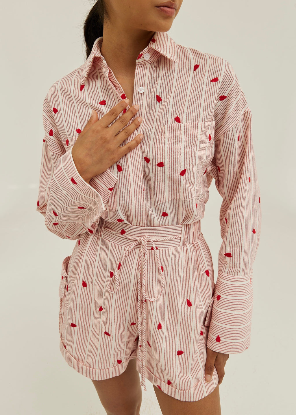 Portofino Stripe Shorts  | White/Red