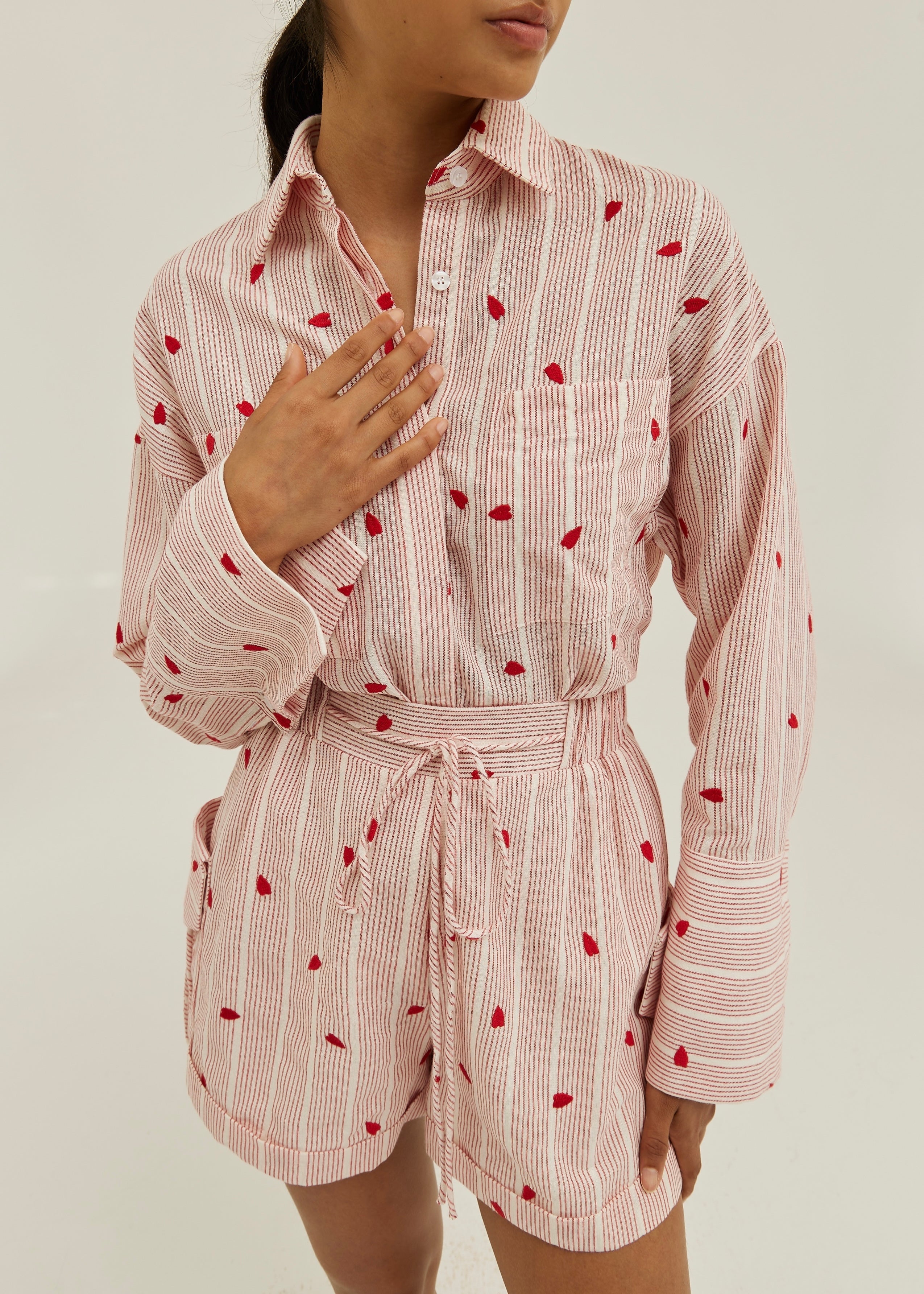 Portofino Stripe Shorts  | White/Red