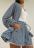 Coco Striped Towelling Shorts | Navy/White
