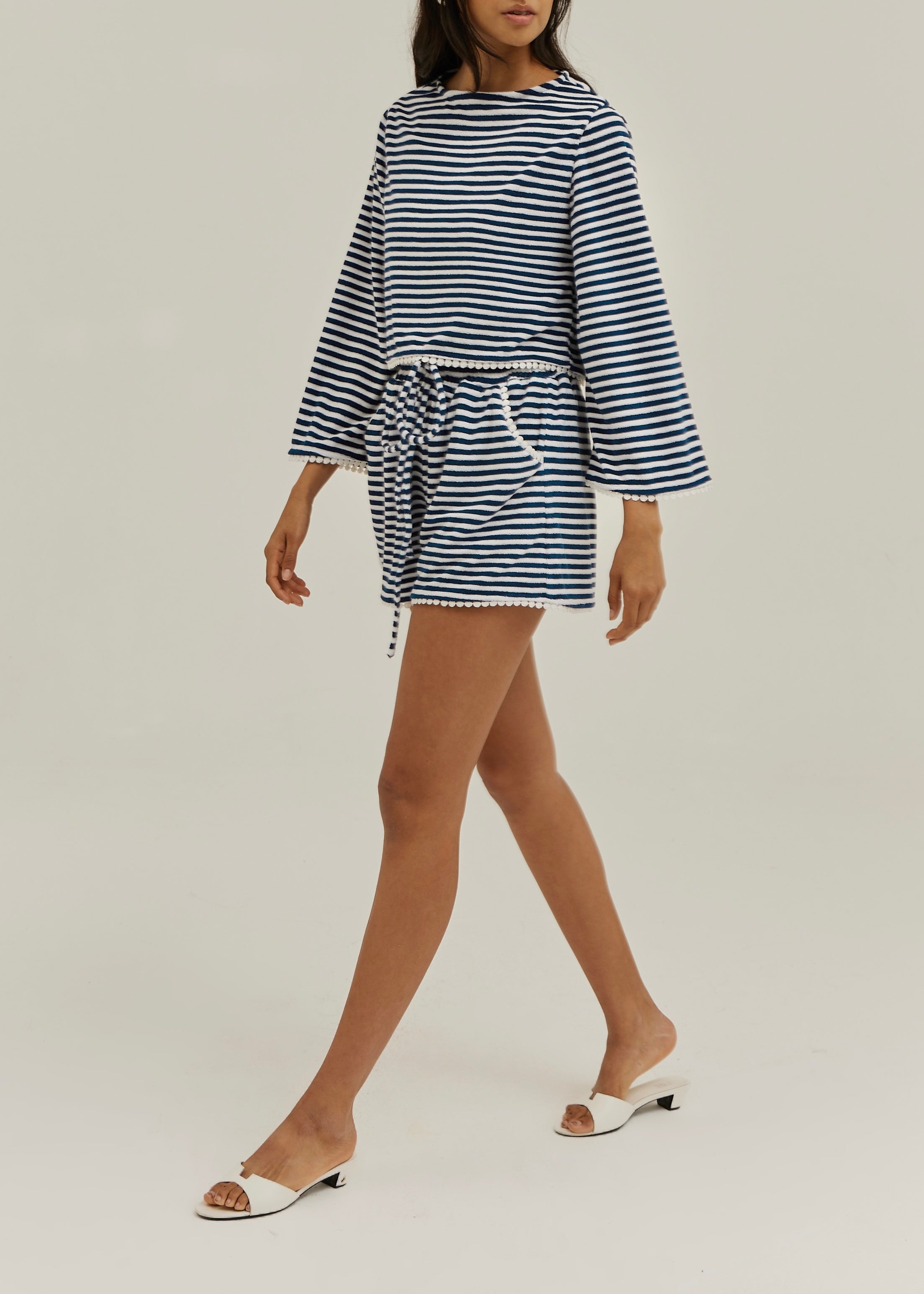 Coco Striped Towelling Shorts | Navy/White