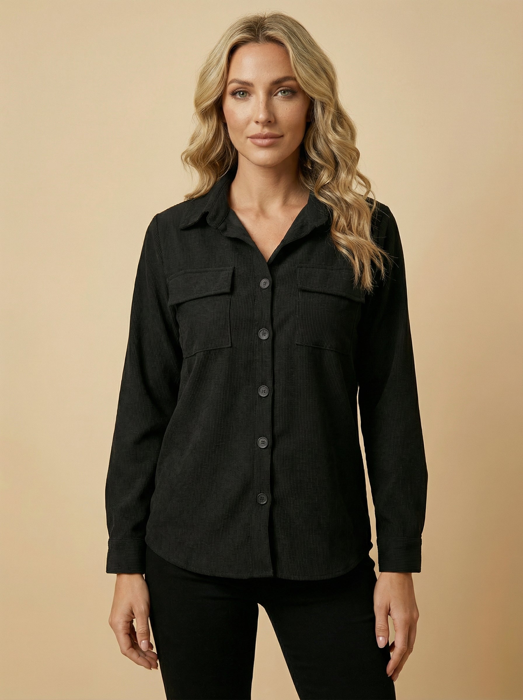 Women’s Corduroy Button Shirt – Classic Collar & Structured Casual Fit