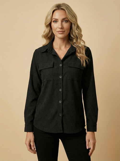 Women’s Corduroy Button Shirt – Classic Collar & Structured Casual Fit