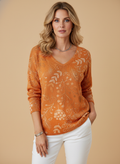 Women’s Autumn V-Neck Floral Top – Relaxed & Sophisticated