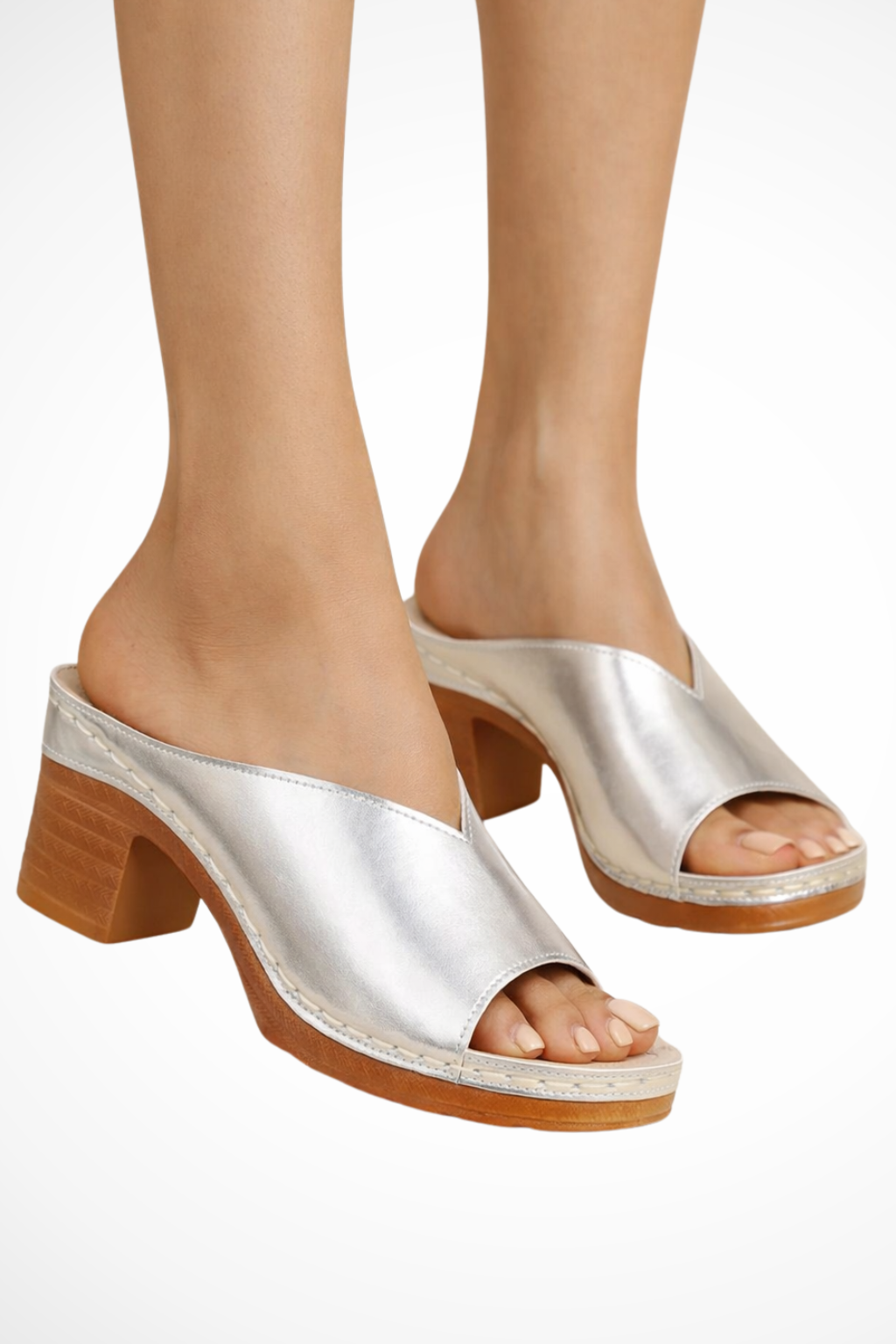 Rosa | Women Open Toe Slip On Block Heel Mules