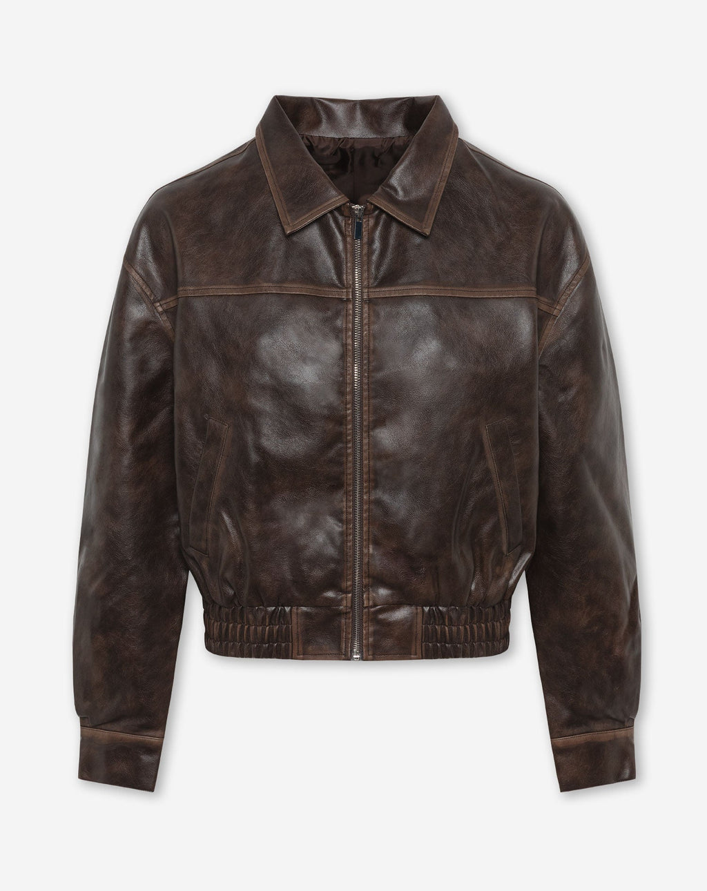 Retro bomberjack van imitatieleer voor dames