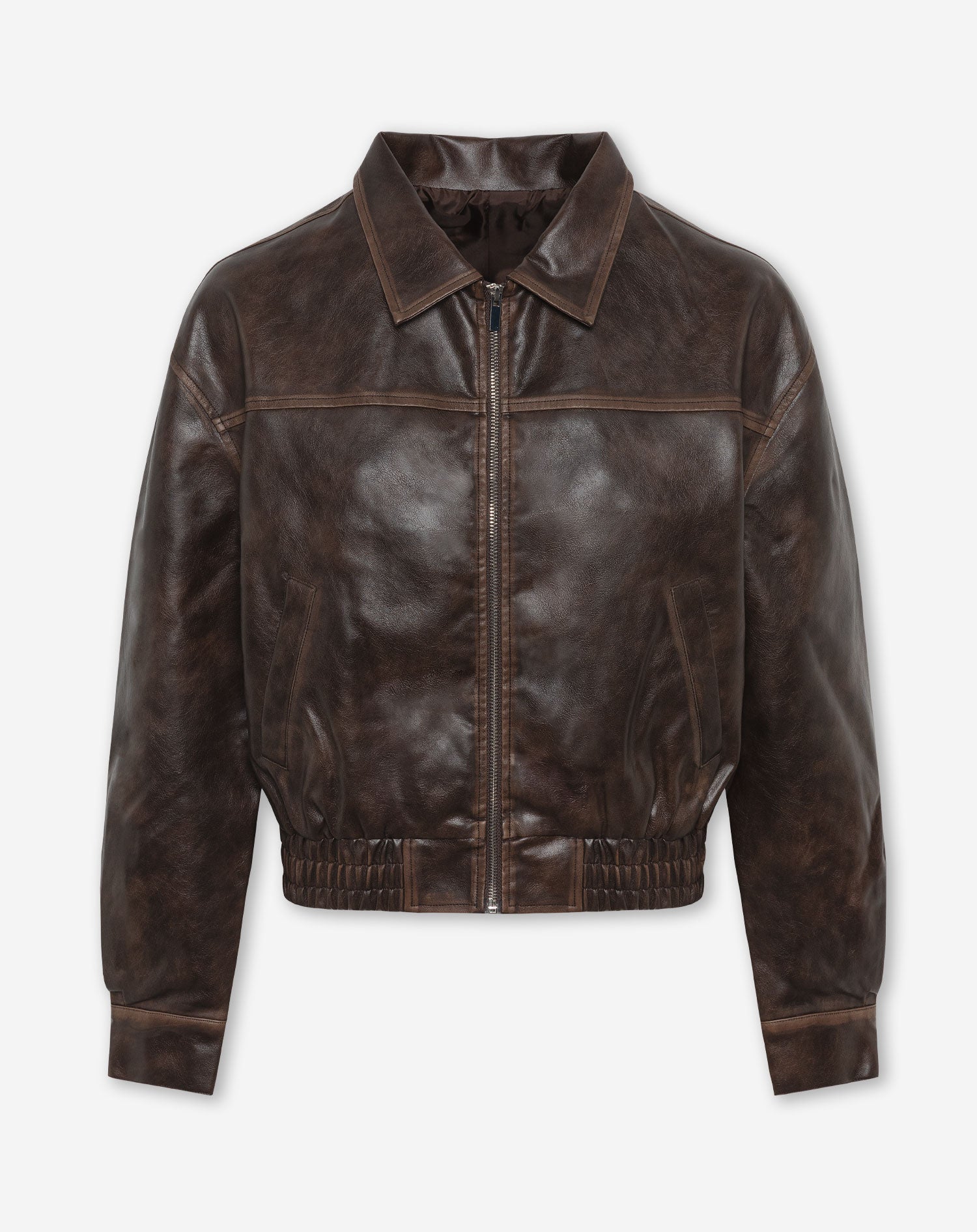 Retro bomberjack van imitatieleer voor dames