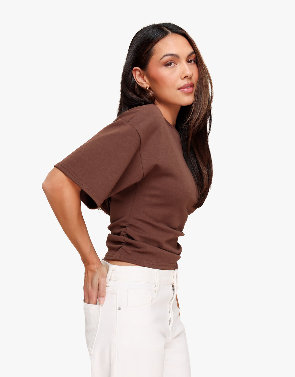 Donkerbruine Getailleerde - T-shirt