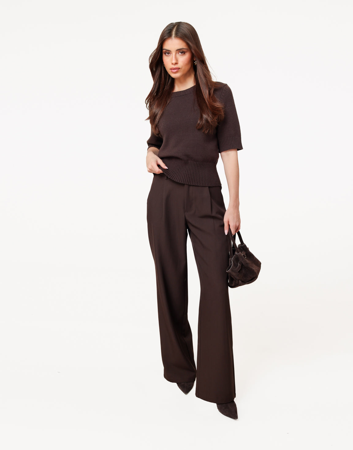 Donkerbruine Wijde Classic - Pantalon