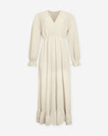 MOUSSELINE MAXI RUFFLE DRESS ZAND