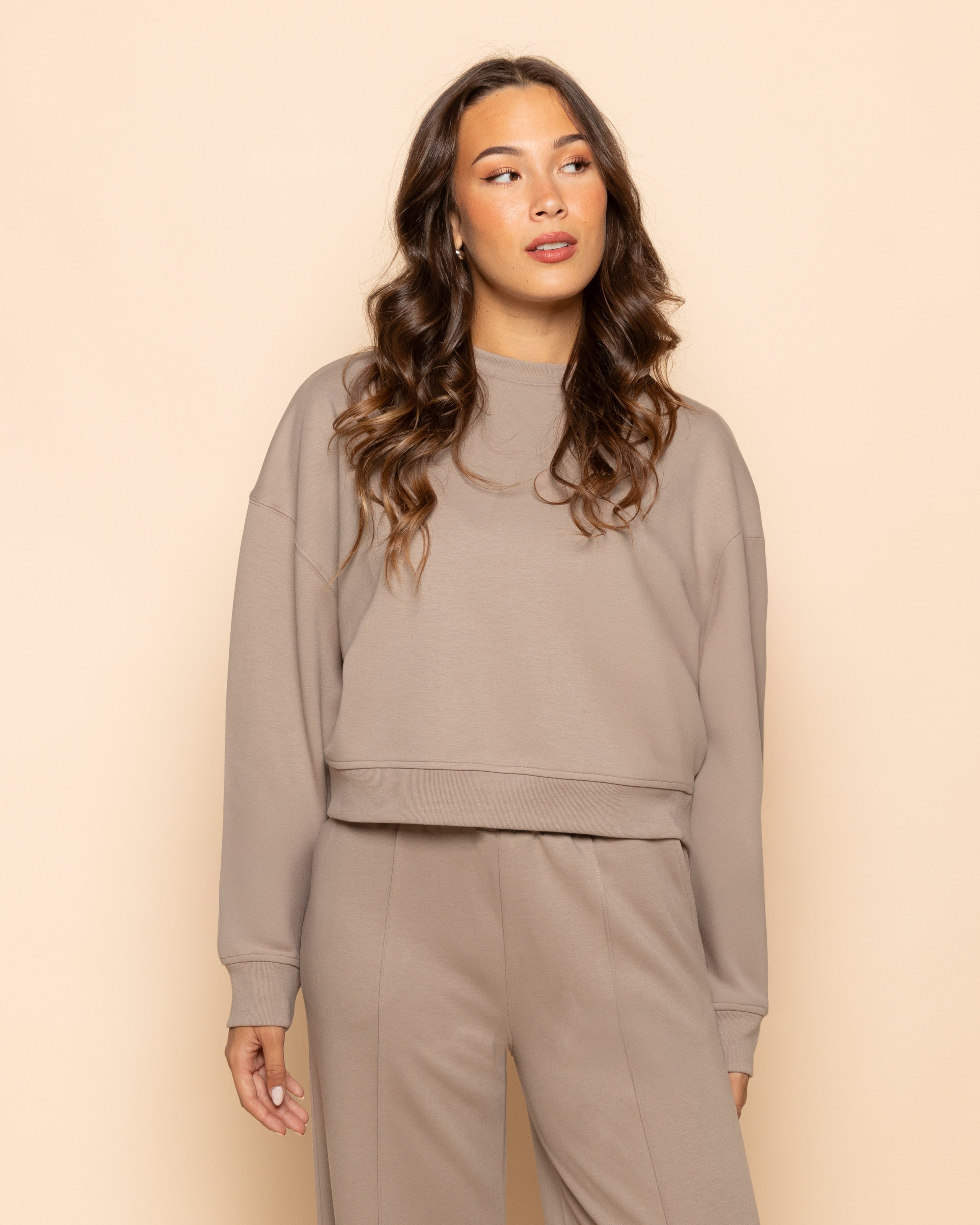 Scuba cropped sweater met korte pasvorm