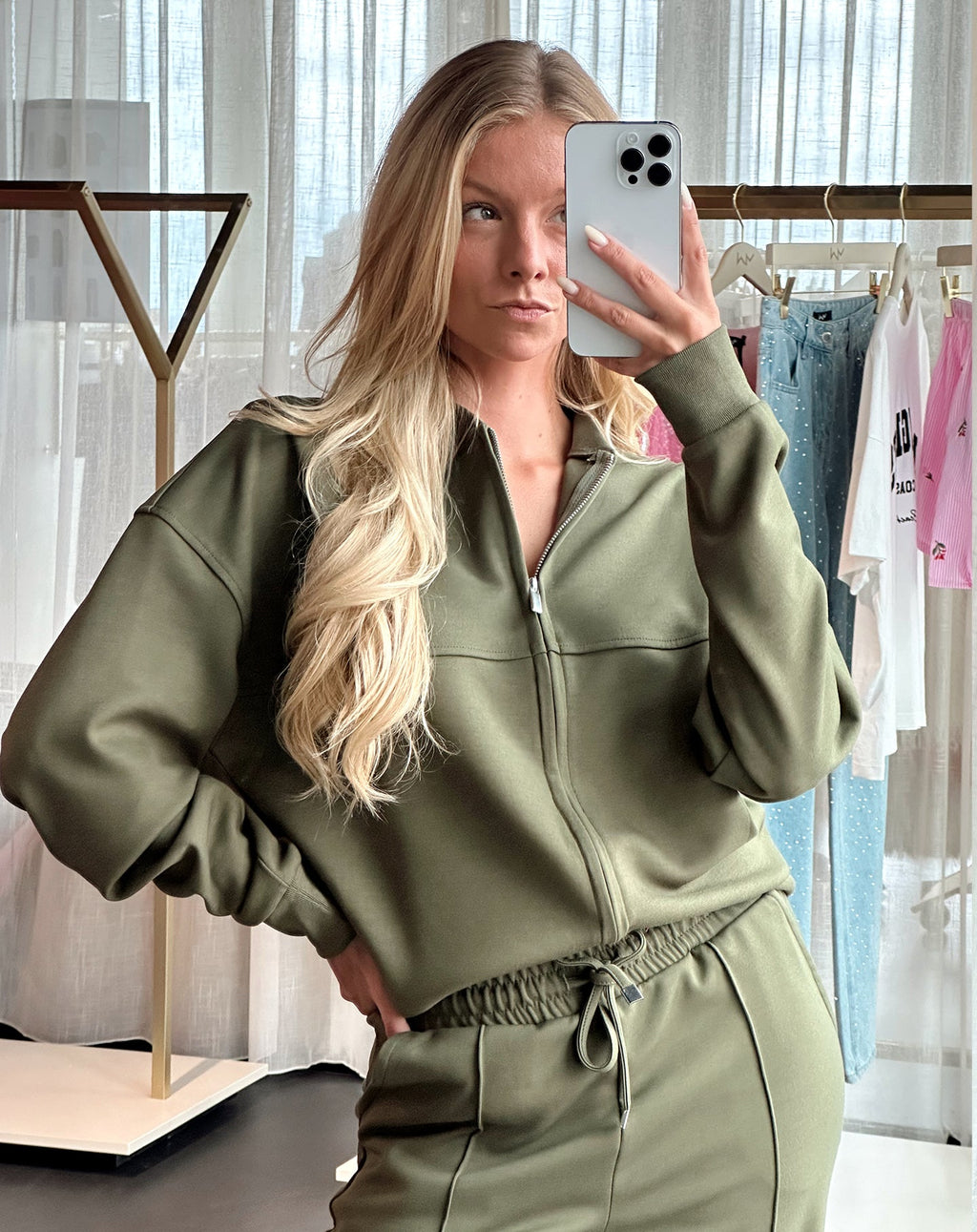Gevoerde scuba cardigan met ritssluiting