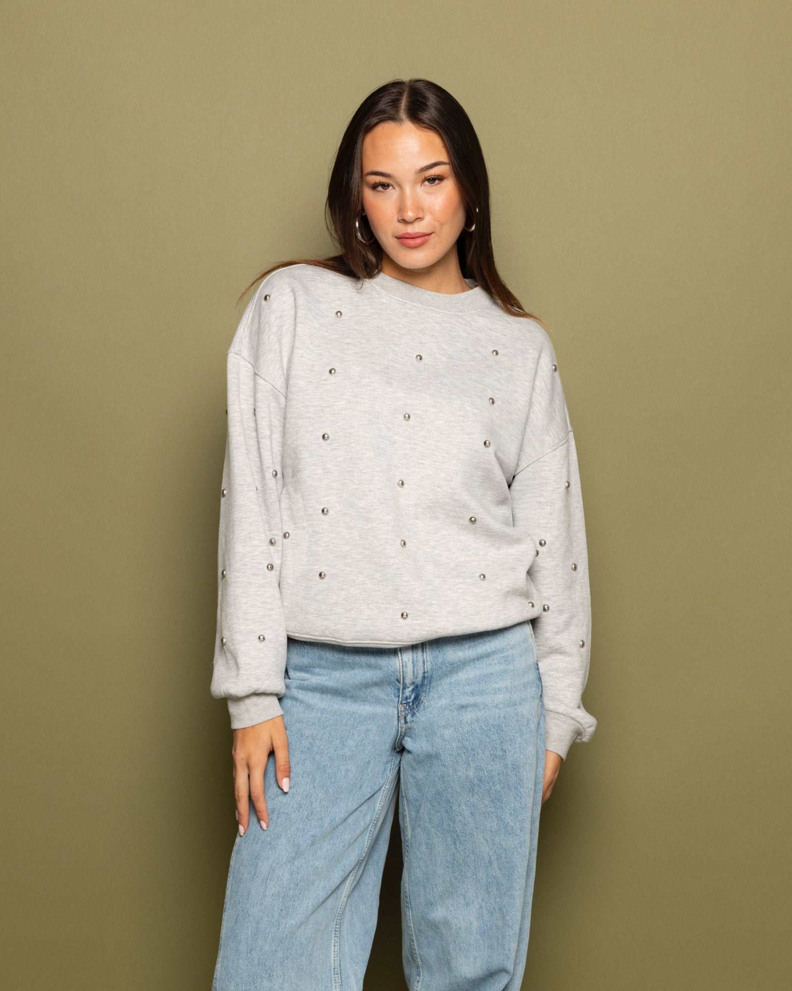 Gestructureerde sweater met studs details