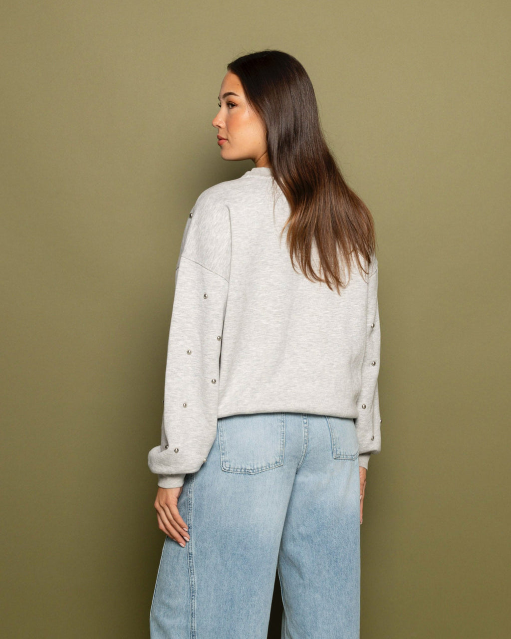 Gestructureerde sweater met studs details