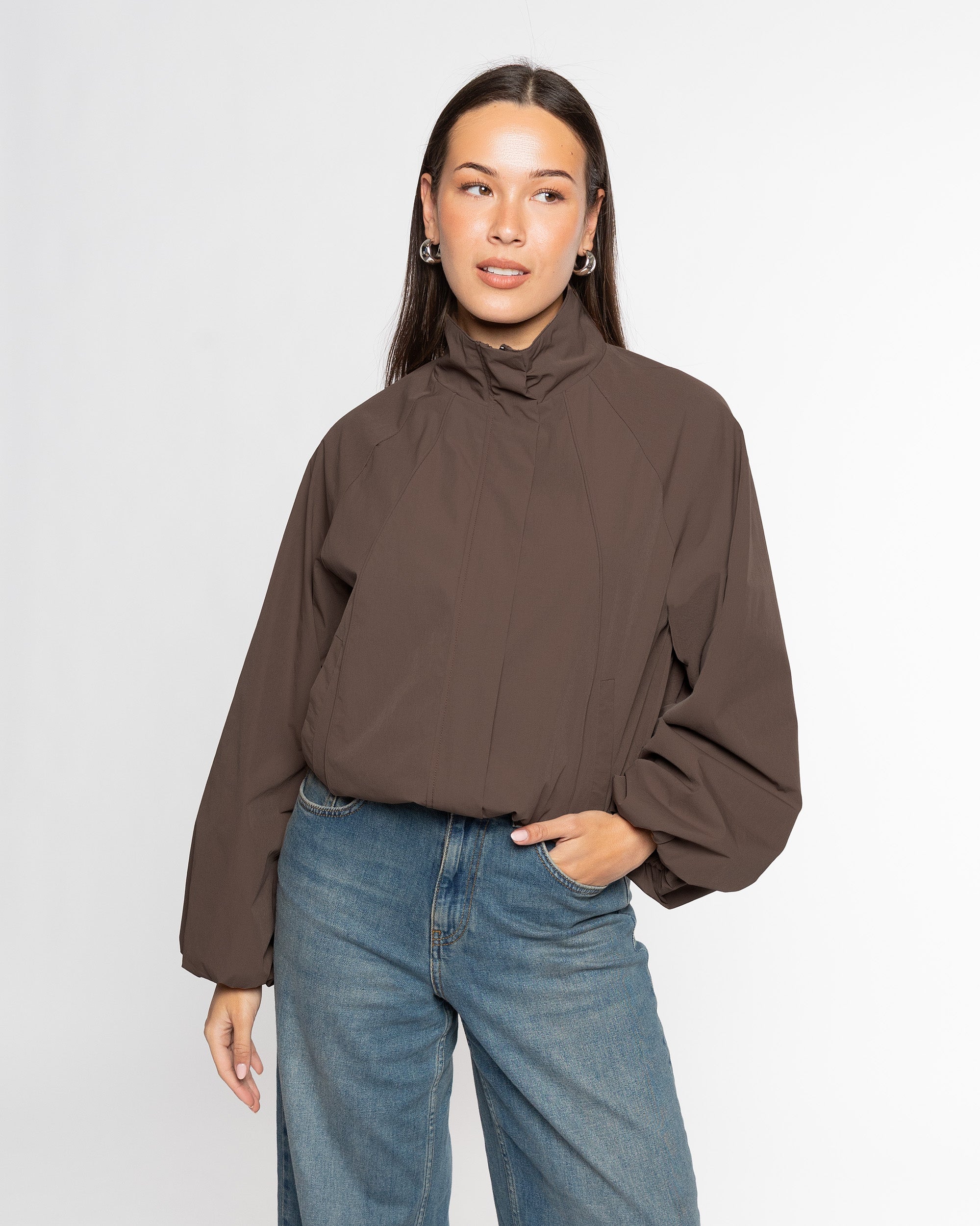 Dames track jacket met rits en slim fit