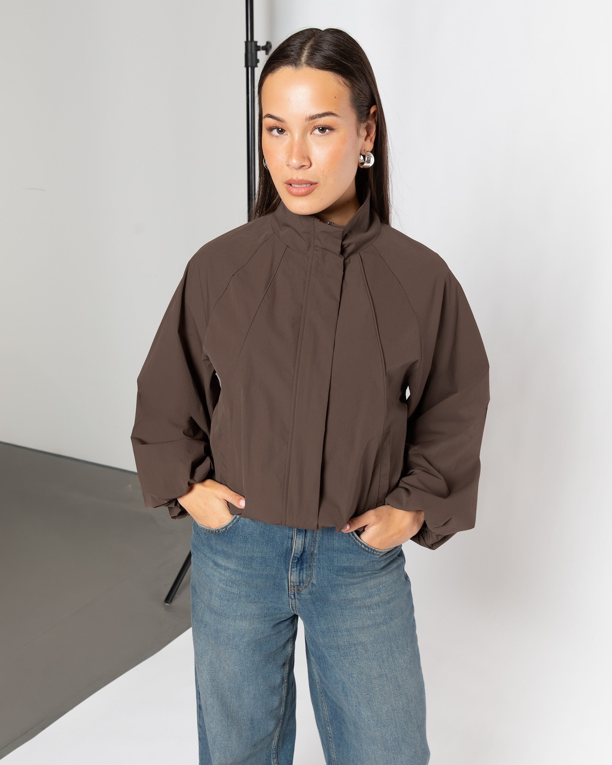 Dames track jacket met rits en slim fit