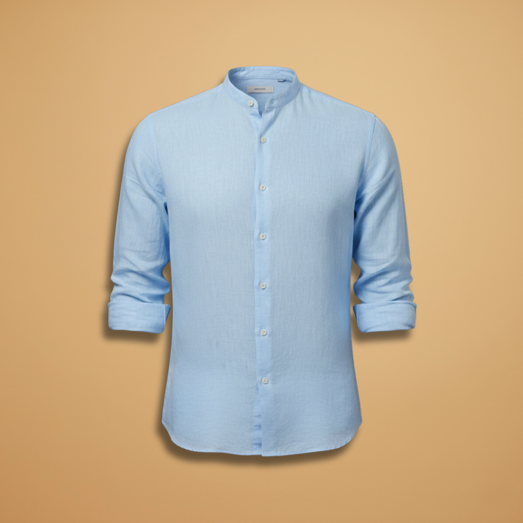 Men's Summer Shirt with Stand-Up Collar and Lightweight