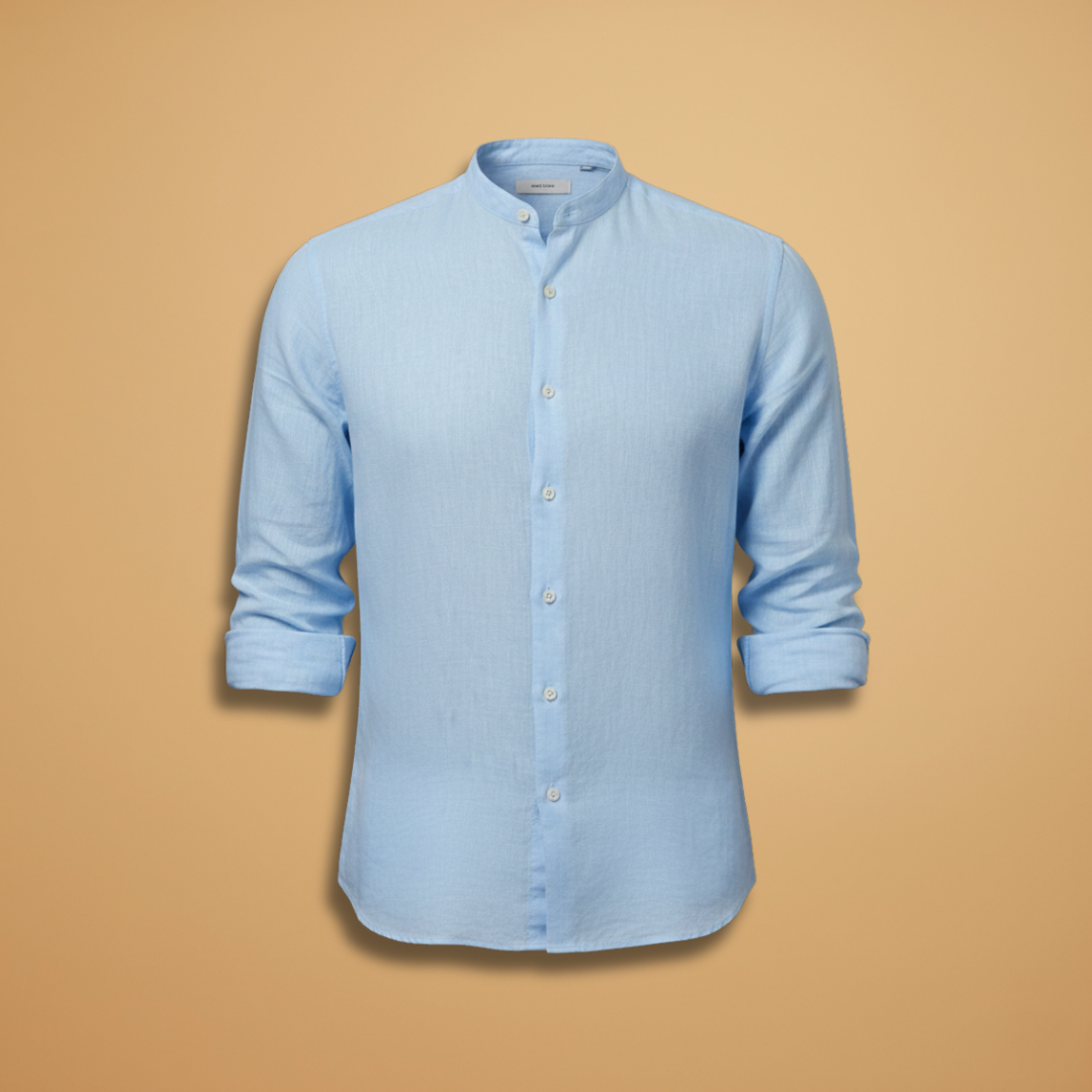Men's Summer Shirt with Stand-Up Collar and Lightweight