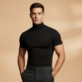 Men's Fitted Roll Neck T-Shirt with Stretch