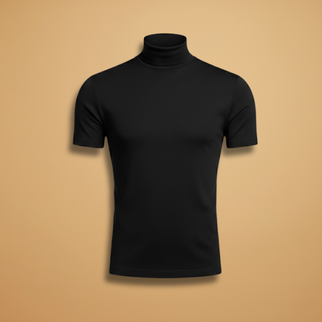 Men's Fitted Roll Neck T-Shirt with Stretch