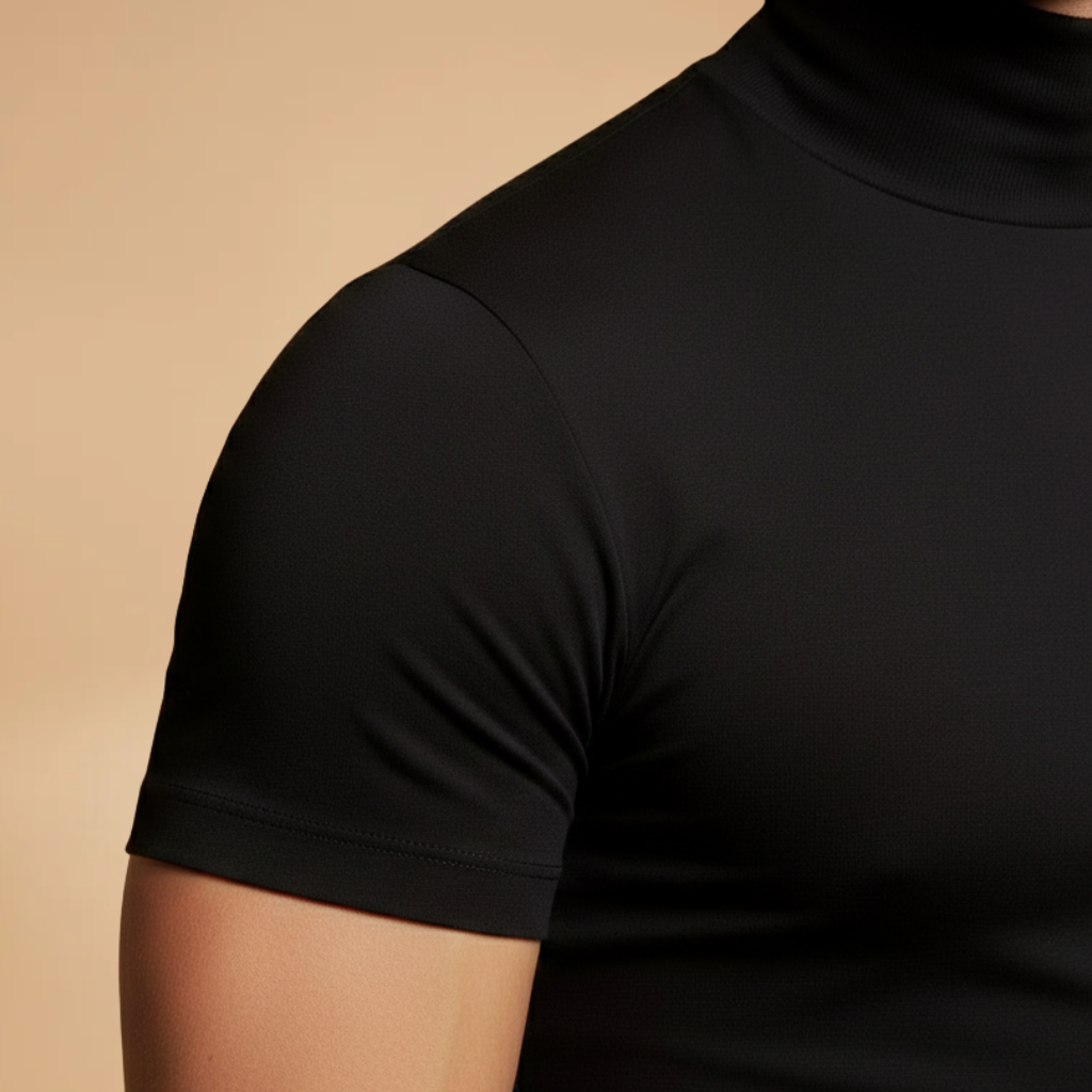 Men's Fitted Roll Neck T-Shirt with Stretch