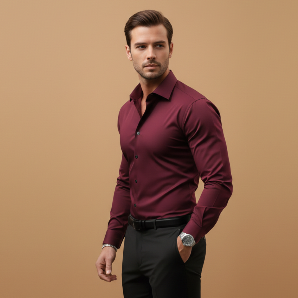 Men’s Fitted Shirt with Structured Collar