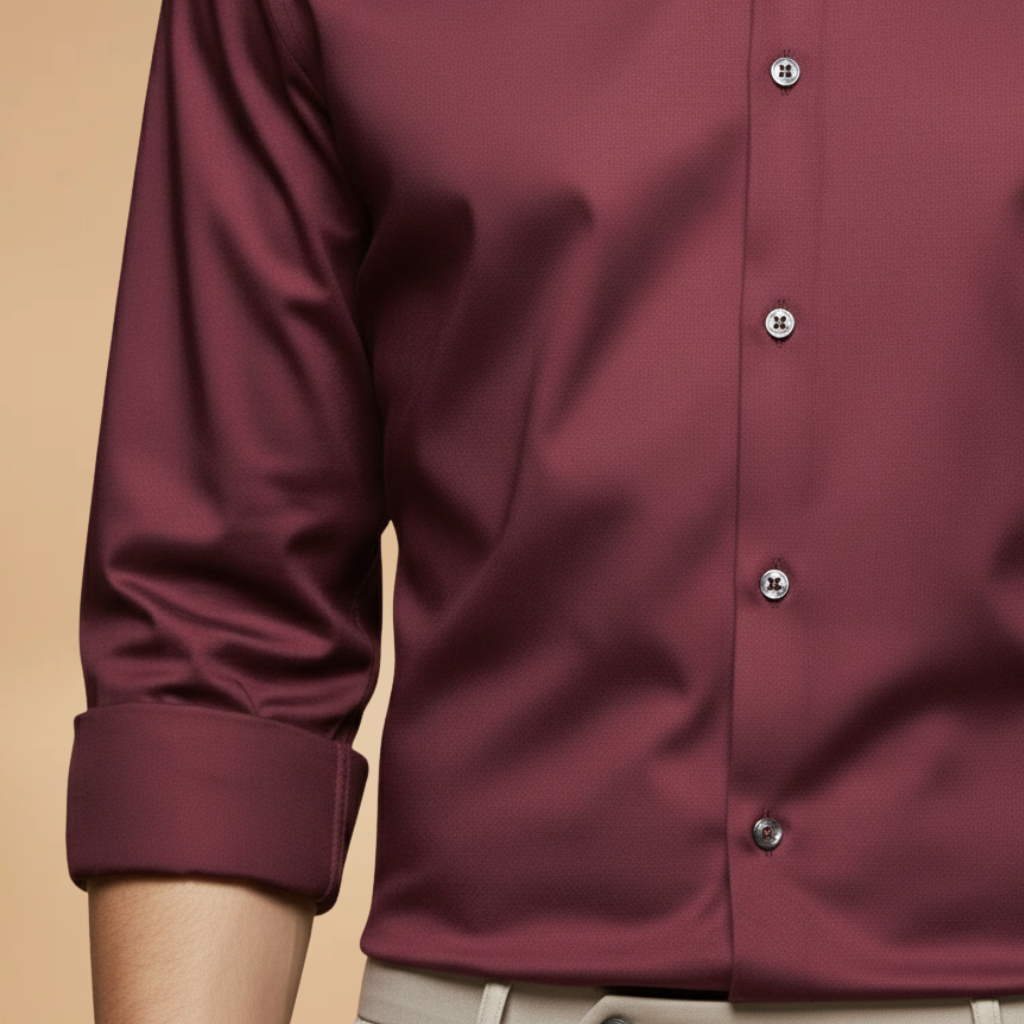 Men's Shirt with Collar Button Placket and Long Sleeves