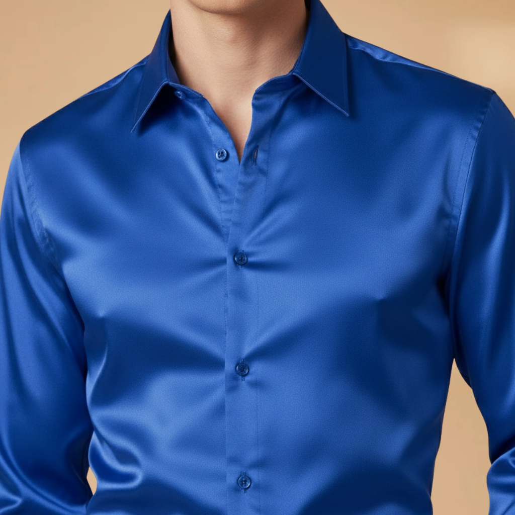 Men's Shirt with Structured Fabric and Classic Collar