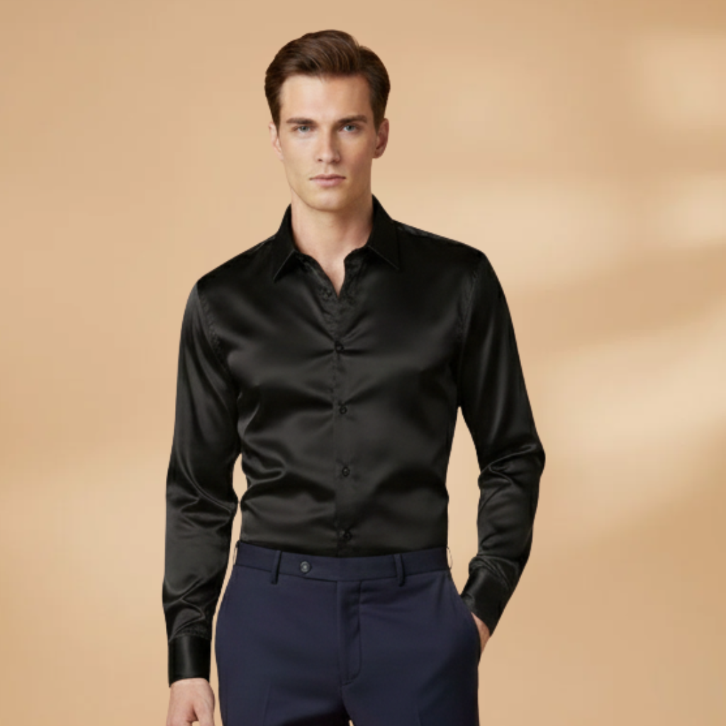 Men's Shirt with Structured Fabric and Classic Collar