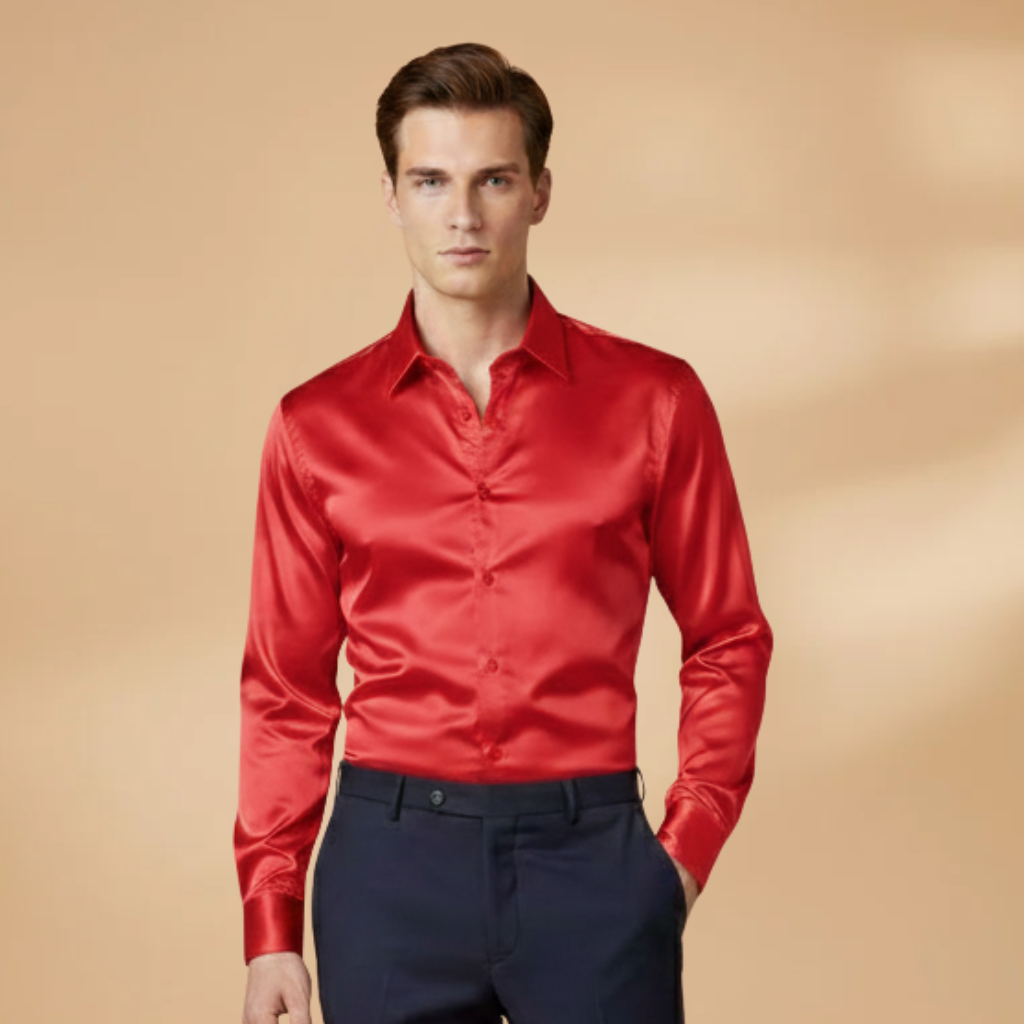 Men's Shirt with Structured Fabric and Classic Collar