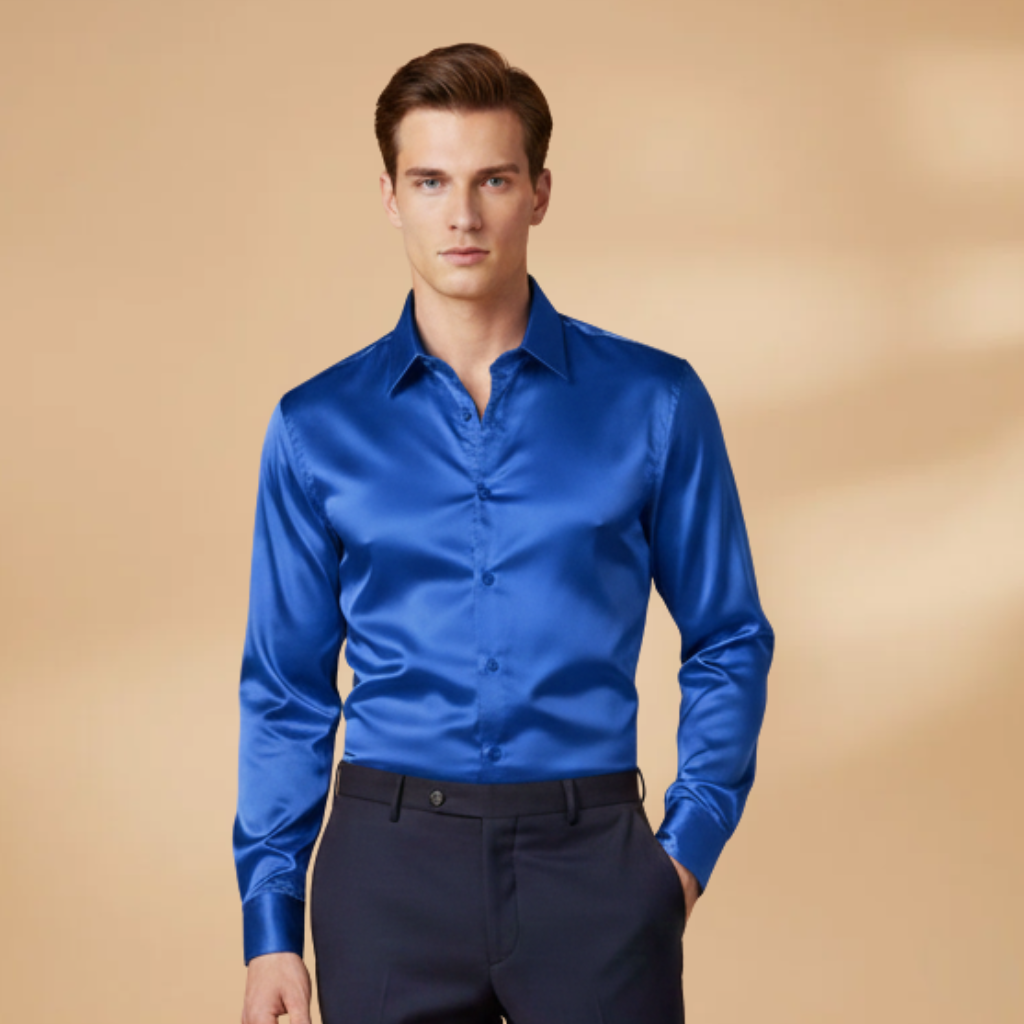 Men's Shirt with Structured Fabric and Classic Collar