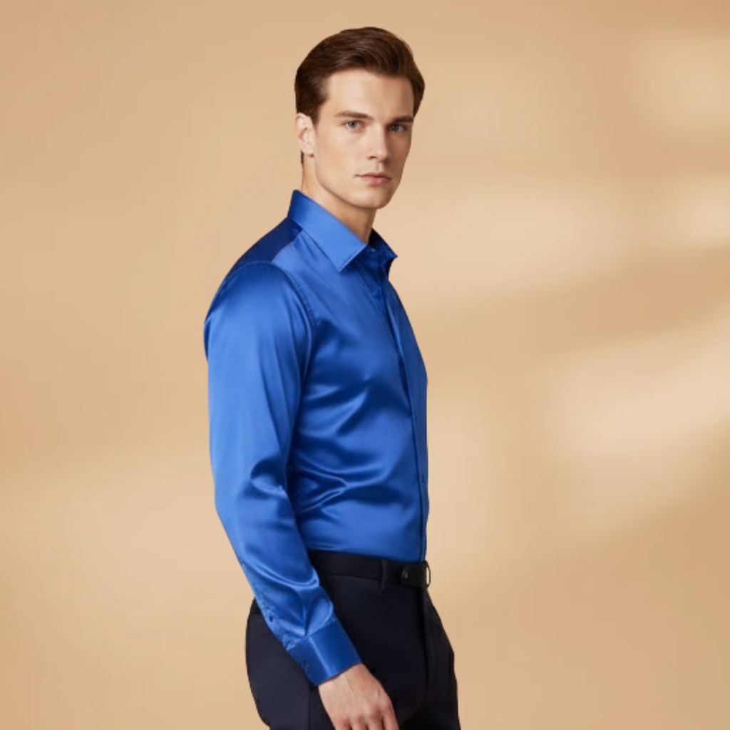 Men's Shirt with Structured Fabric and Classic Collar