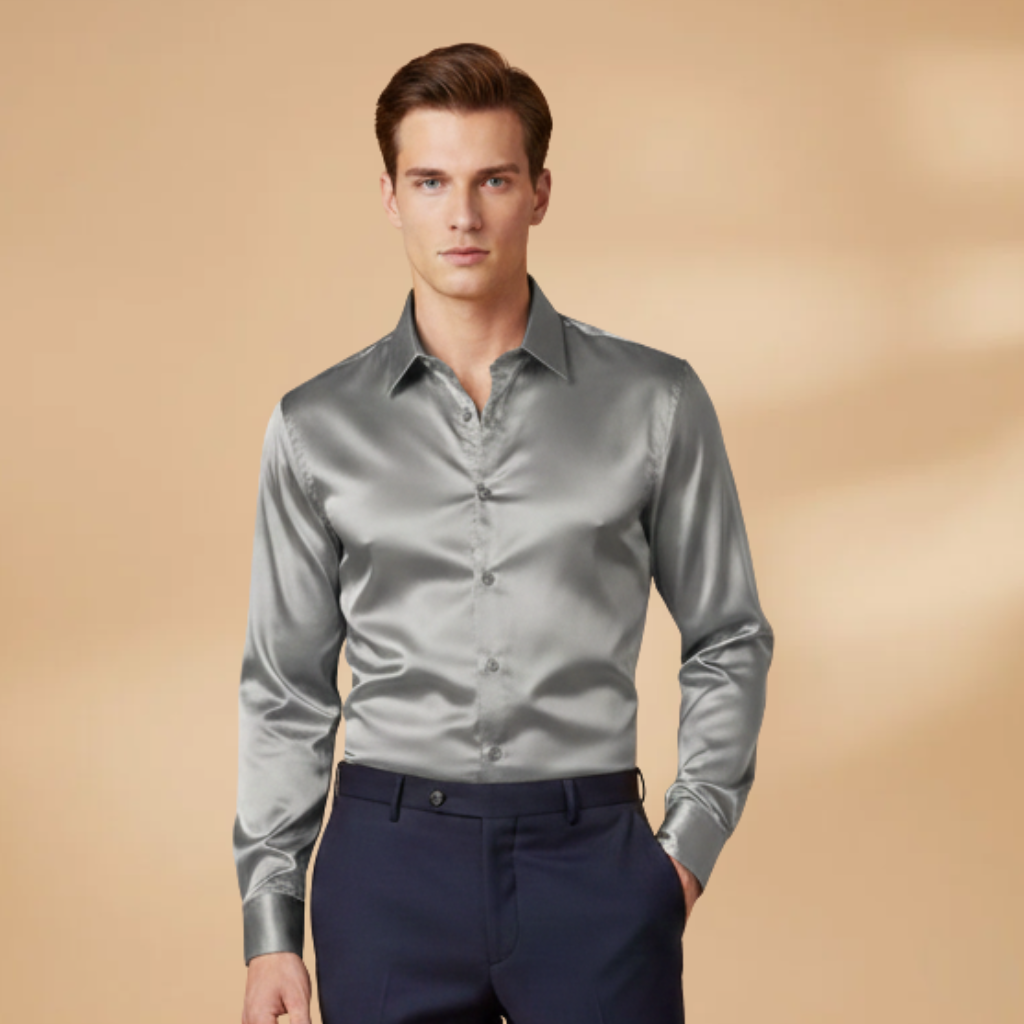 Men's Shirt with Structured Fabric and Classic Collar