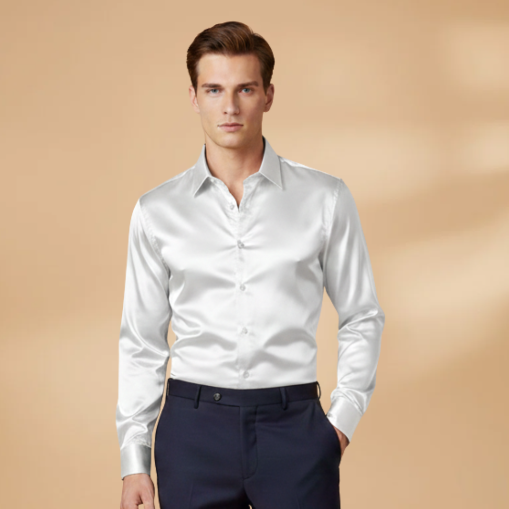 Men's Shirt with Structured Fabric and Classic Collar
