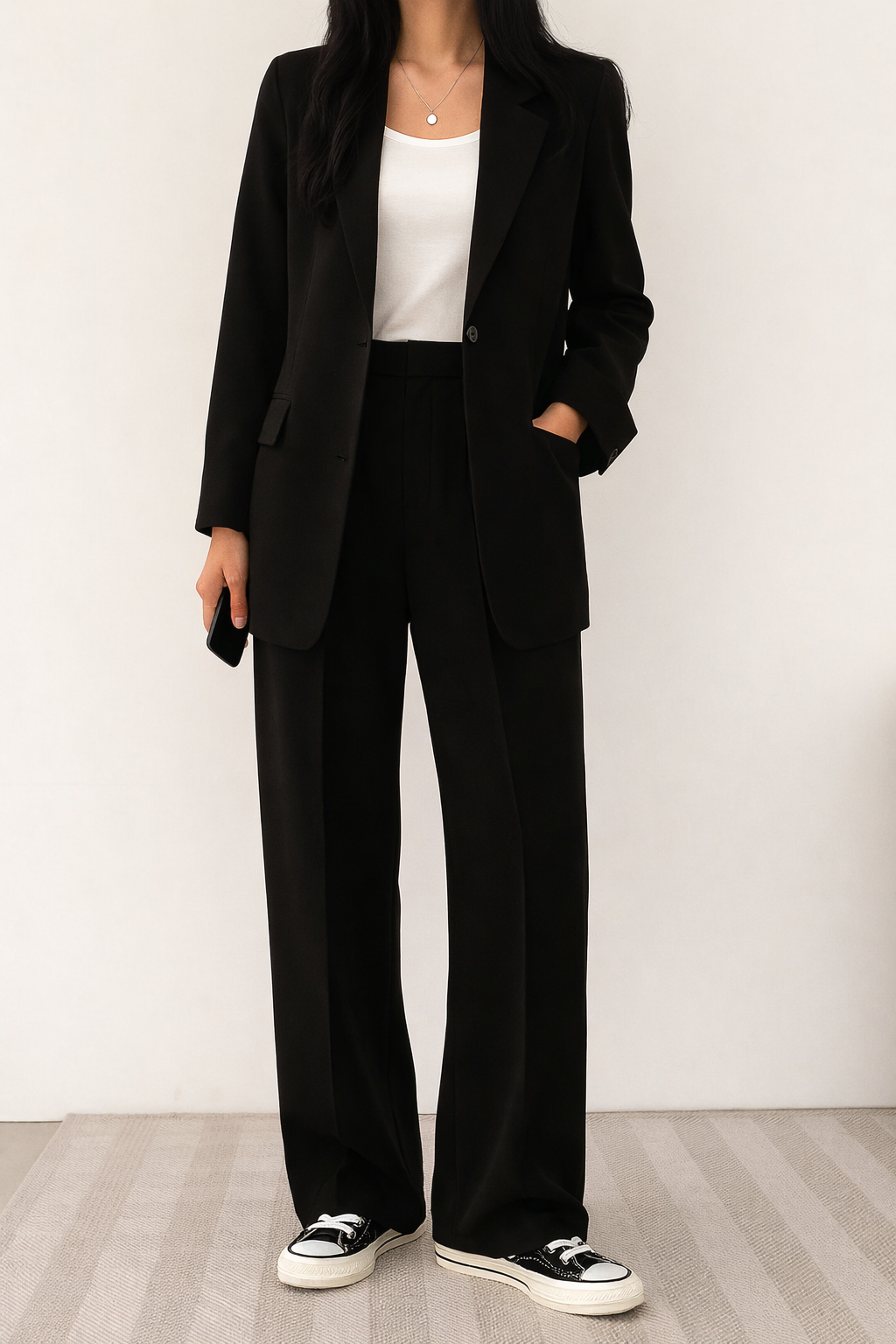 TWEEDELIG DAMESPAK - BLAZER EN PANTALON