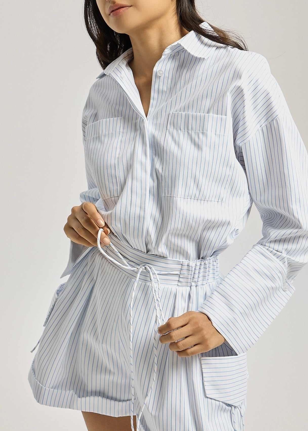 Rikki Stripe Shorts | White/Blue