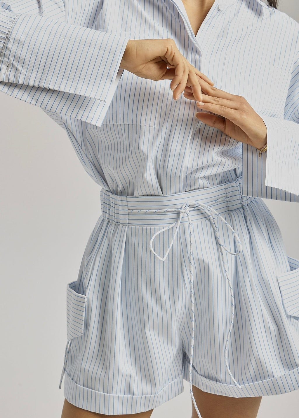Rikki Stripe Shorts | White/Blue