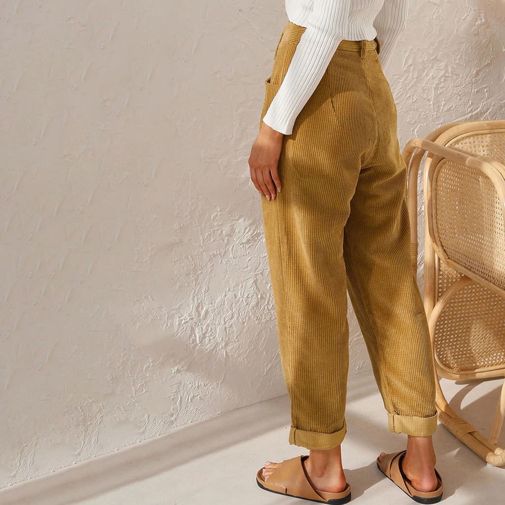 Jessica | Damen Herbst Cordhose mit Hohem Bund