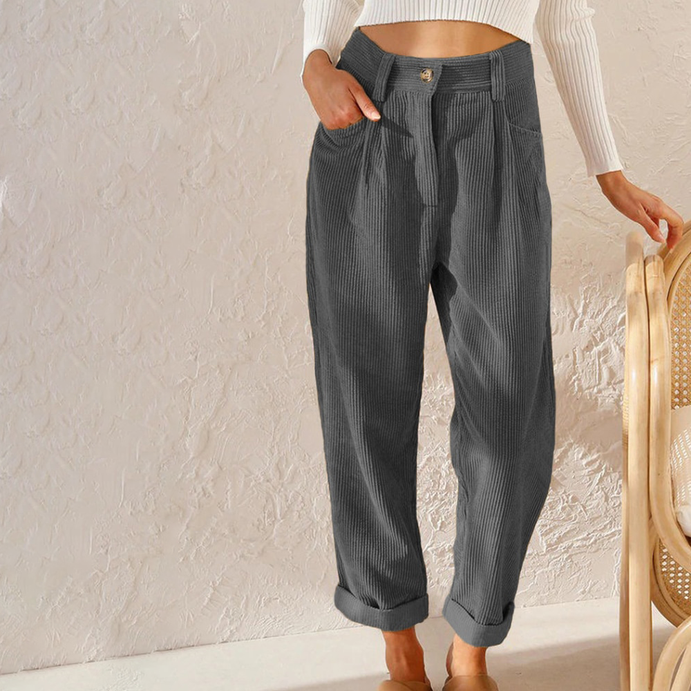 Jessica | Damen Herbst Cordhose mit Hohem Bund