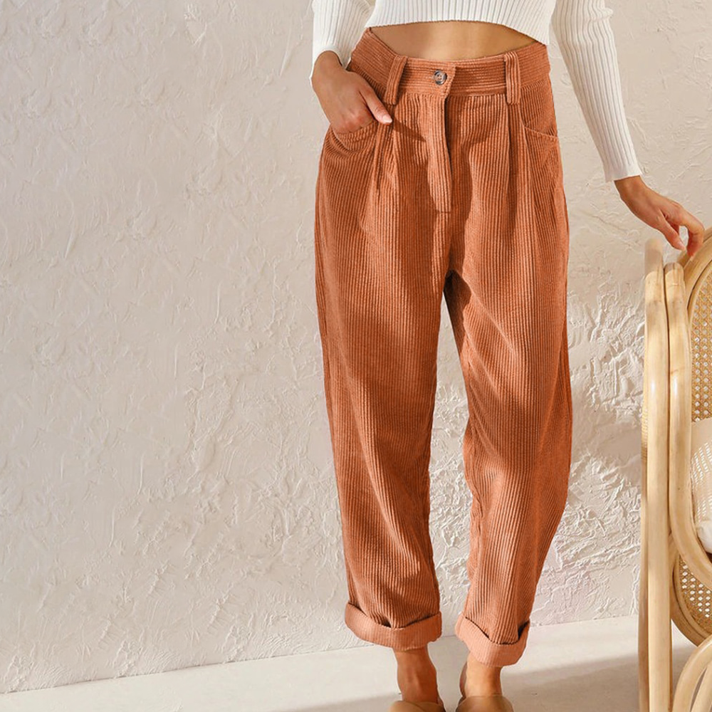 Jessica | Damen Herbst Cordhose mit Hohem Bund