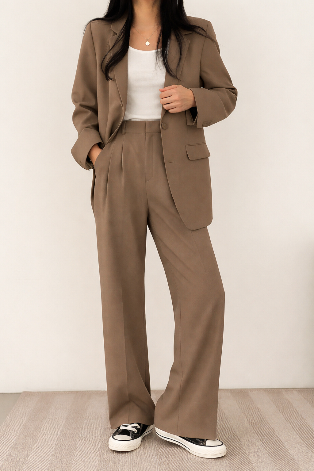 TWEEDELIG DAMESPAK - BLAZER EN PANTALON