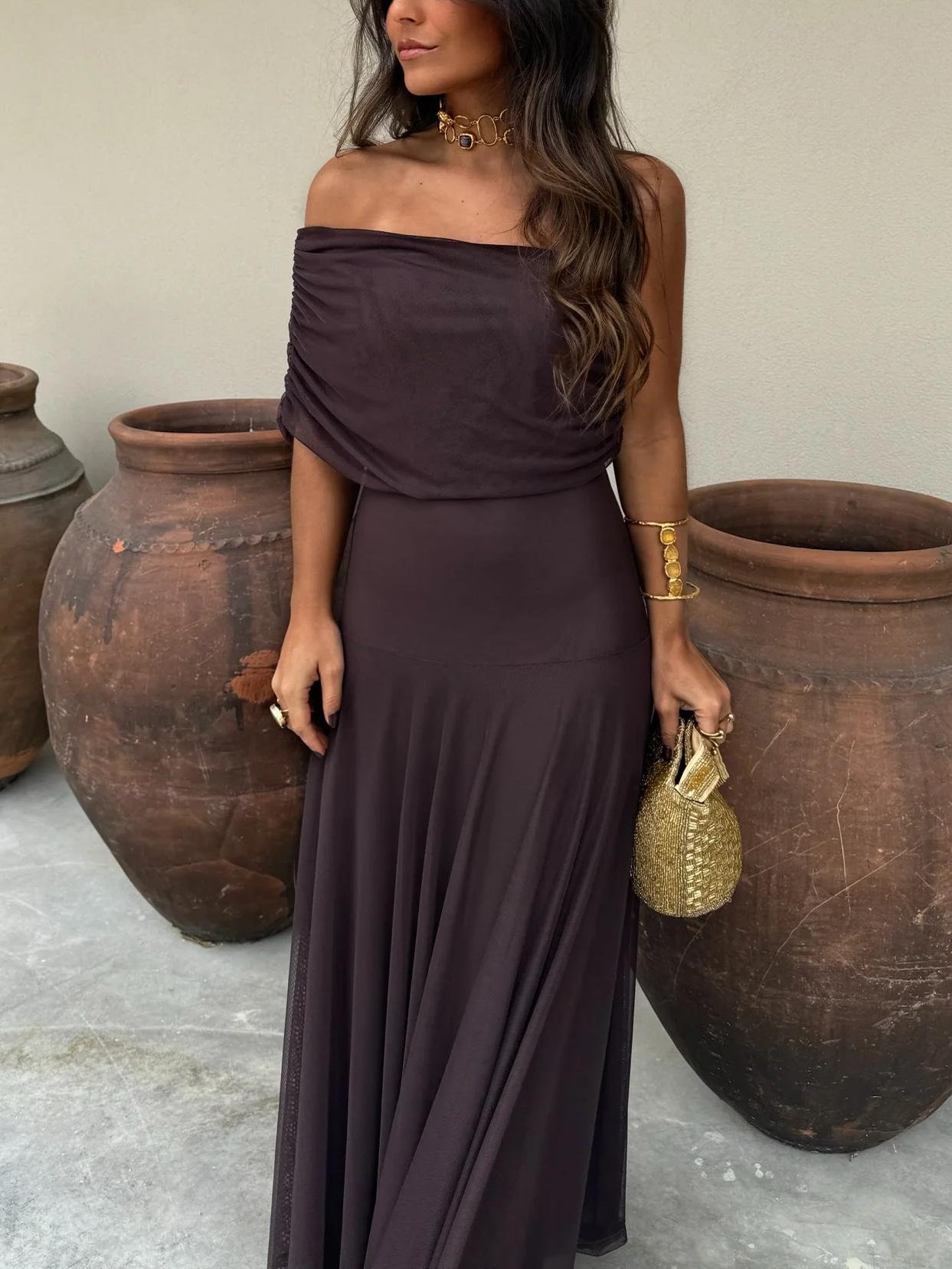 Women’s Off-Shoulder Chiffon Maxi Dress