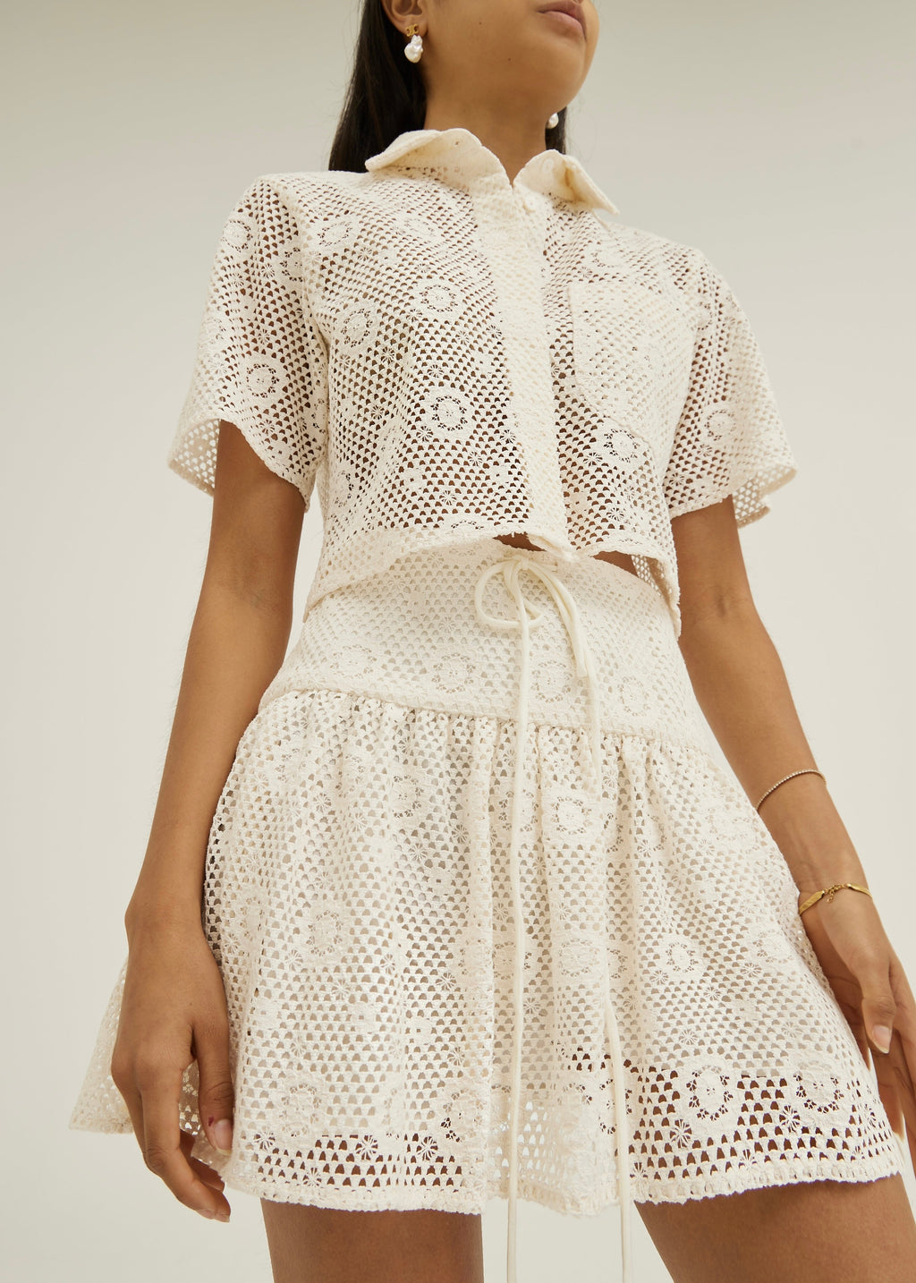 Ulani Lace Crochet Style Resort Skort | Vanilla