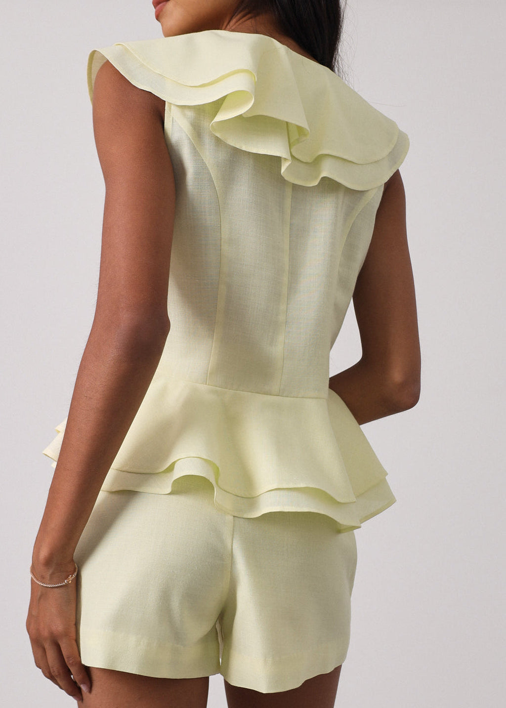 Everly High Waist Linen Shorts | Lemon