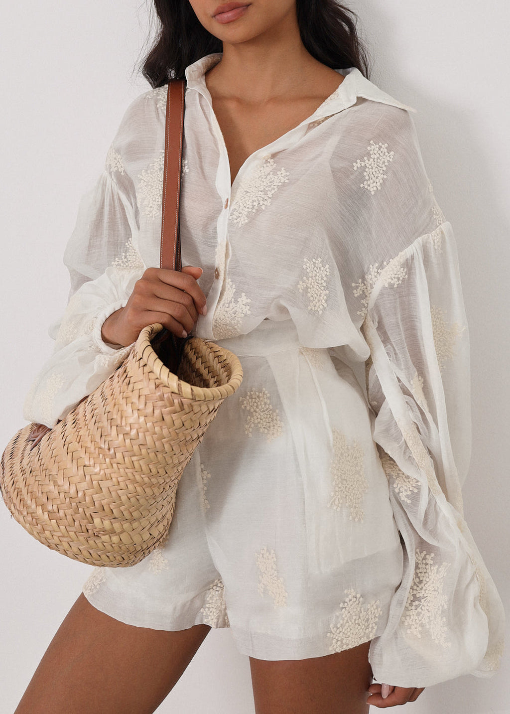 Nikki Embroidered Summer Day Shorts | Ivory