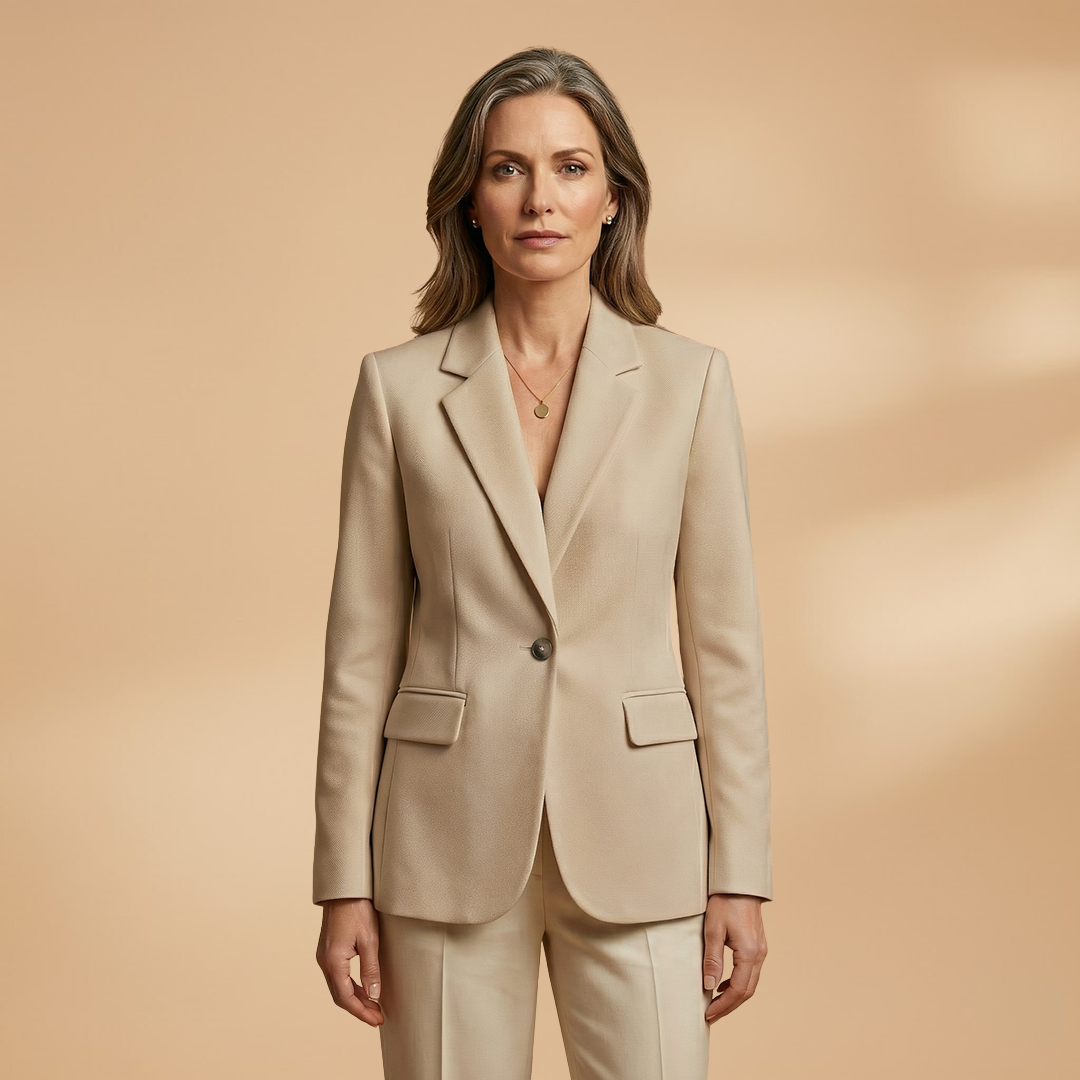 Women's Everyday Blazer with Single-Button Closure and Flap Pockets