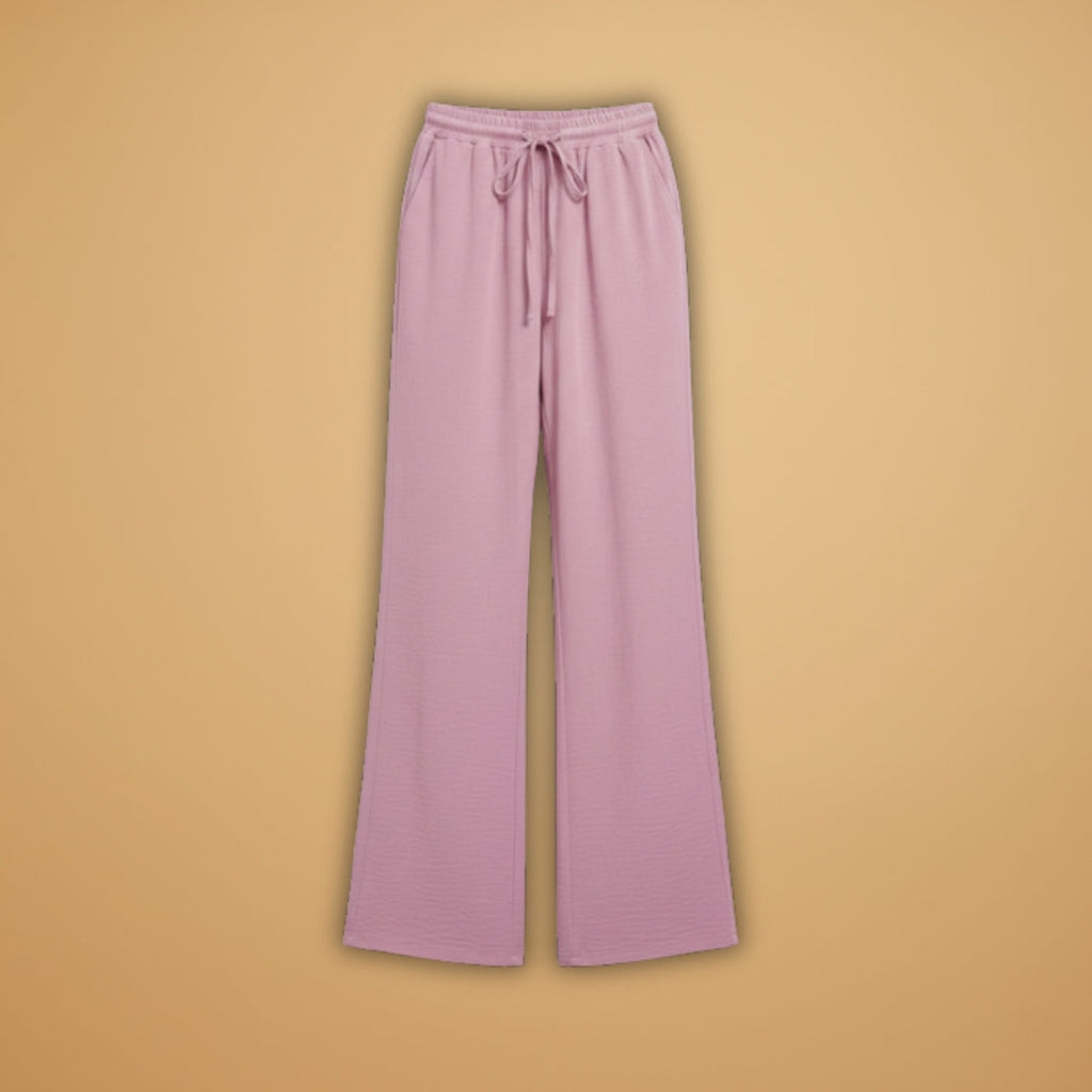 Women's Palazzo Trousers with Elastic Waistband and Drawstring