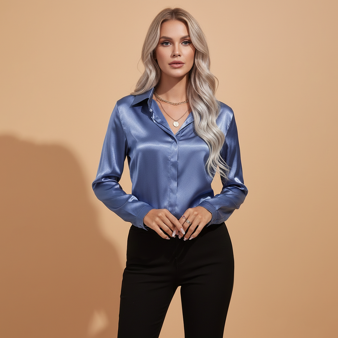 Women’s Satin Blouse with Elegant Design for Autumn