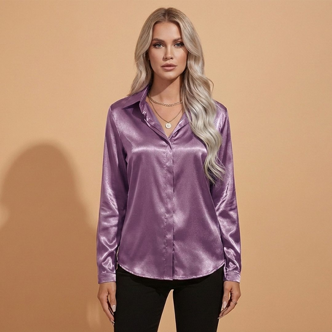 Women’s Satin Blouse with Elegant Design for Autumn