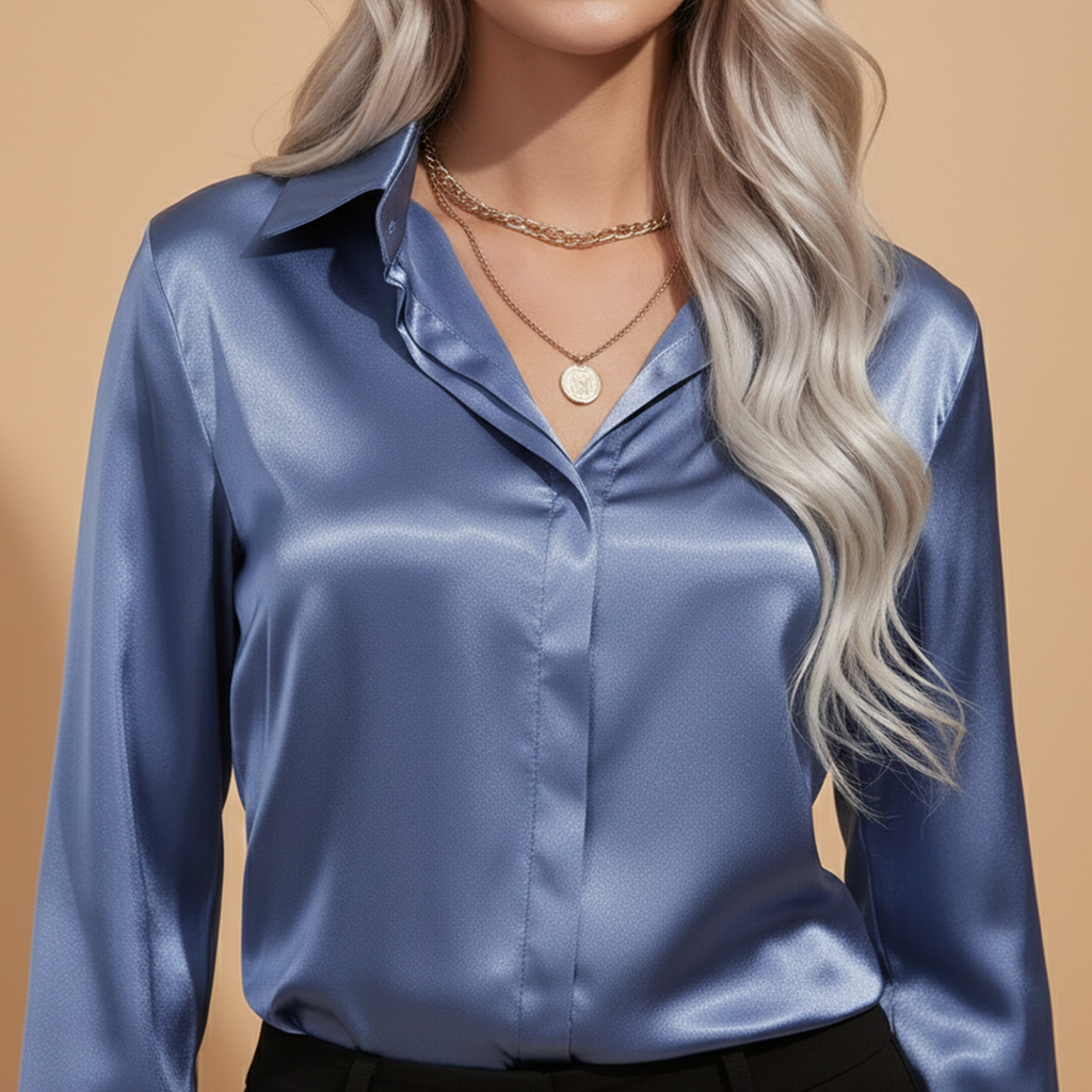 Women’s Satin Blouse with Elegant Design for Autumn